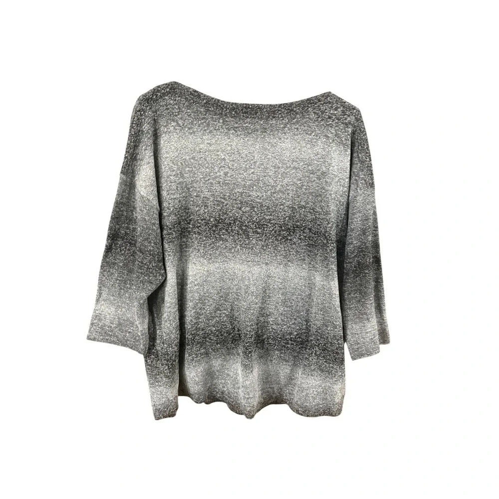 Croft & Barrow Womens Plus 1X Grey Ombre Boat Neck 3/4 Sleeve Knit Sweater NWT